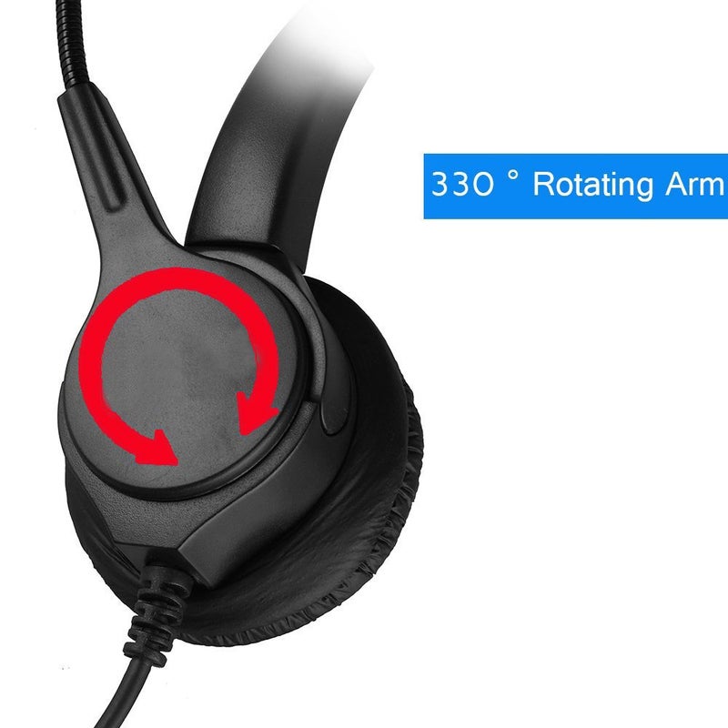 TelPal Telephone Headset, Hands-Free Call Center Noise Cancelling Corded Binaural Headset Headphone 4-Pin RJ9 Crystal Head Mic Microphone Desk Phone -Telephone Counseling Services,Insurance, Hospitals - Image 4